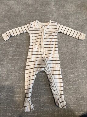 Colored Organics Cream and Brown Striped Footed One-Piece